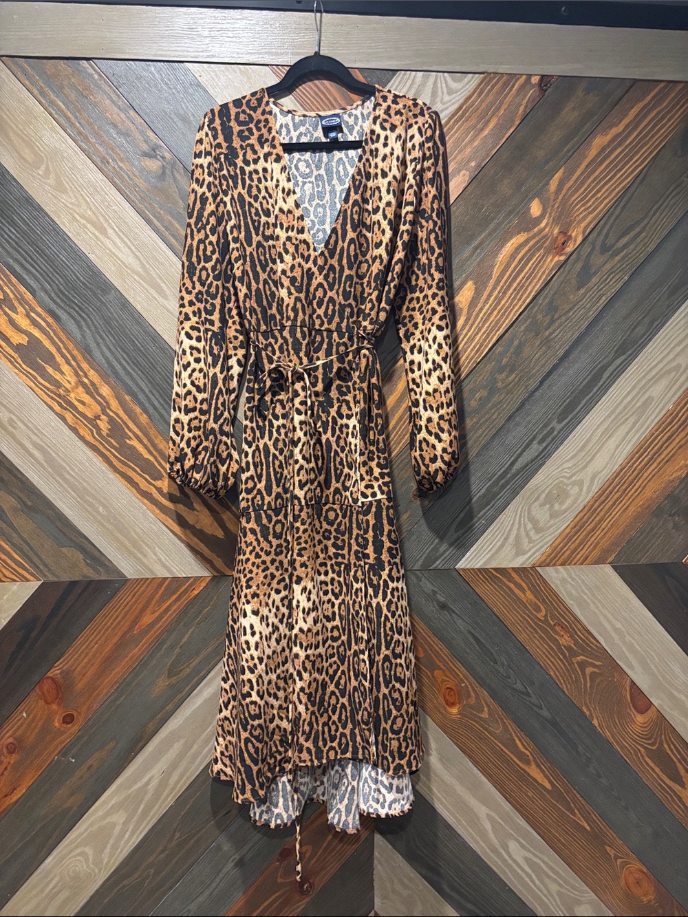 SCOOP Leopard Print Wrap Dress - Brown Size 3X